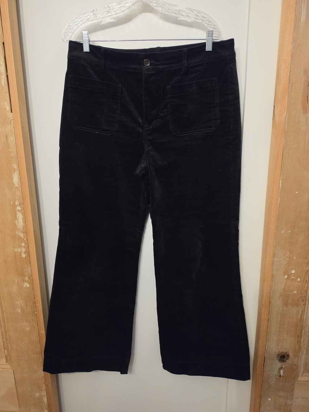 J. Crew Factory Black Velvet Flare "Lizzie" Pants (31)